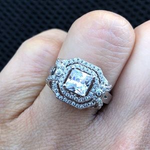 925 Sterling Silver Plated Engagement Wedding Ring